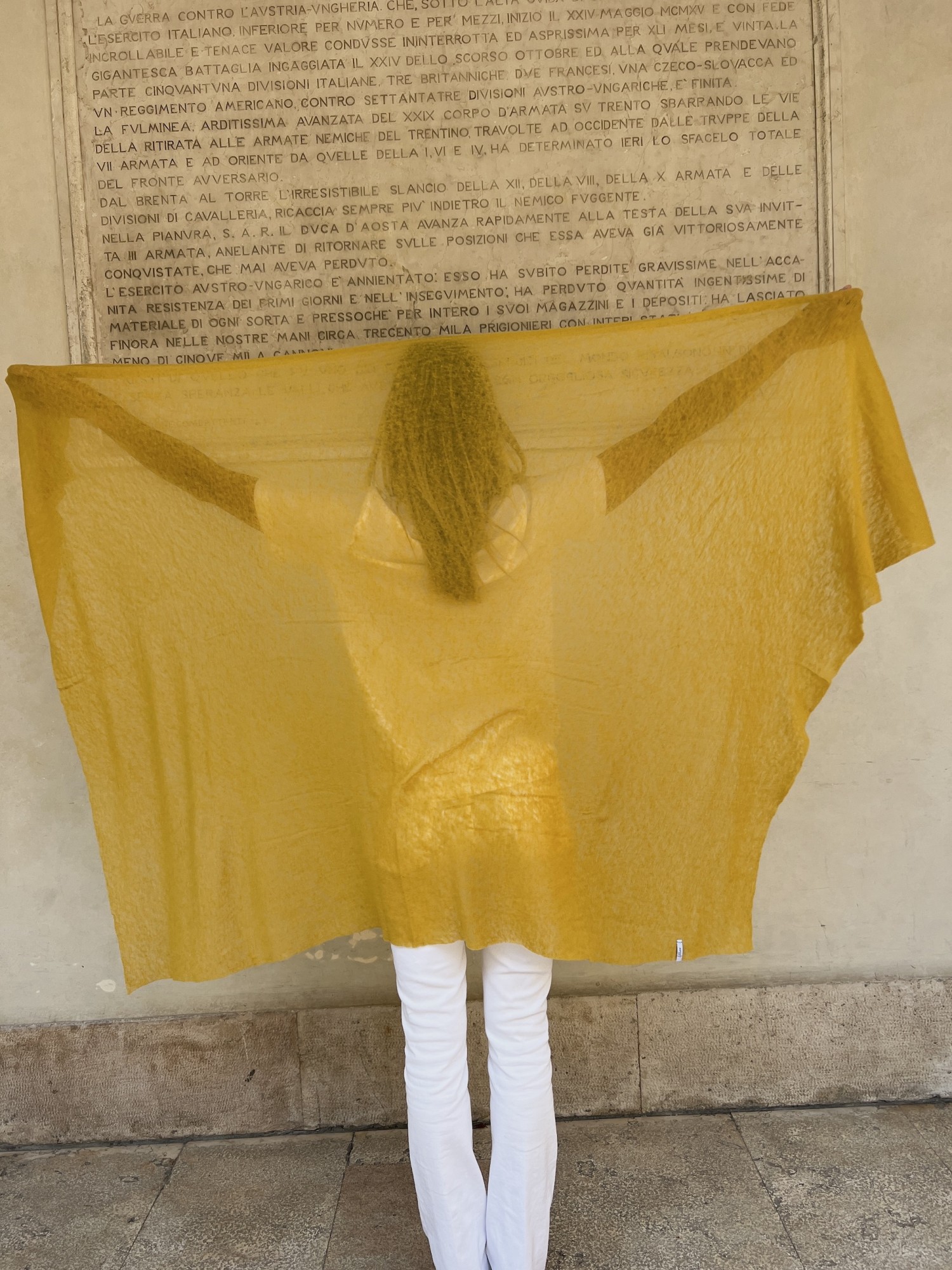 Stola in puro cashmere Curry