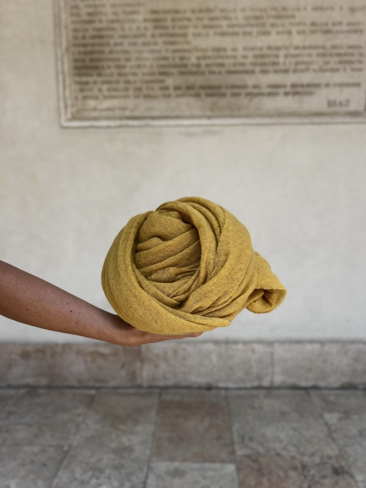 Stola in puro cashmere Curry