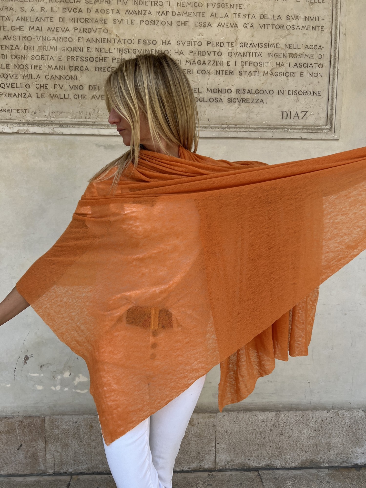 Stola in puro cashmere Mandarino
