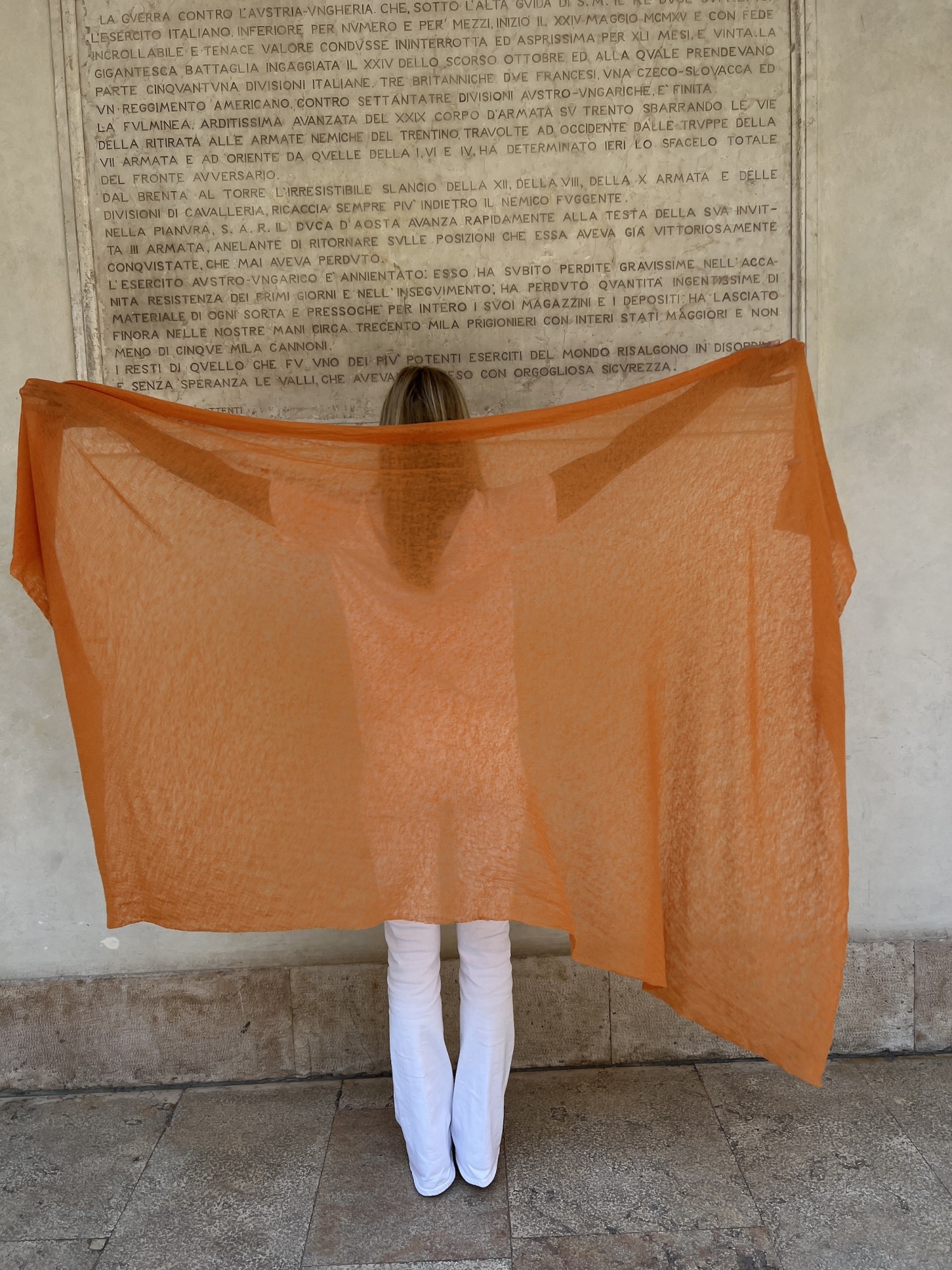 Stola in puro cashmere Mandarino