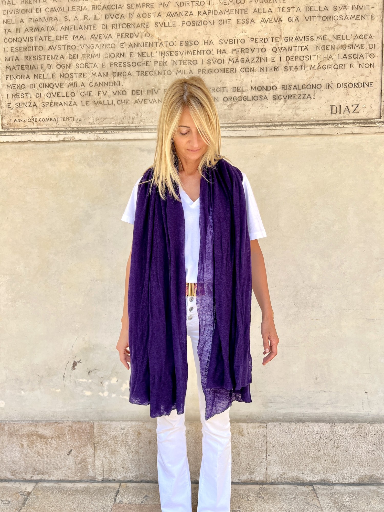 Stola in puro cashmere Melanzana