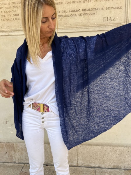 Stola in puro cashmere Blu Navy