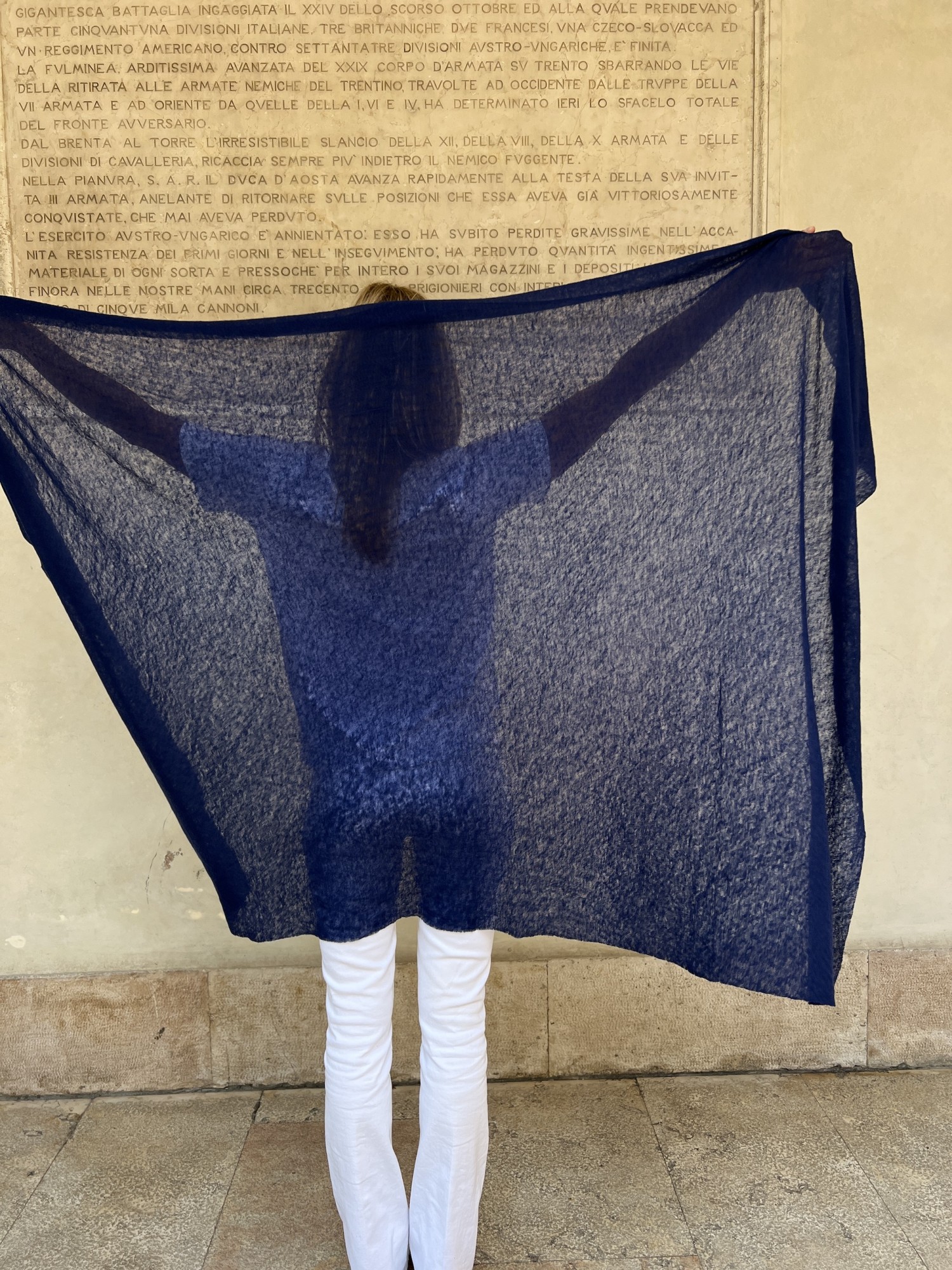 Stola in puro cashmere Blu Navy