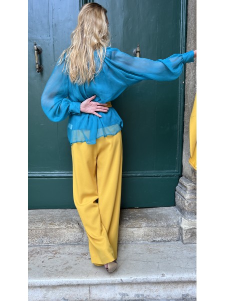 Pantalone Mary in crepe di lana Girasole