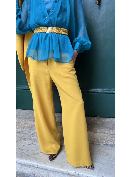 Pantalone Mary in crepe di lana Girasole