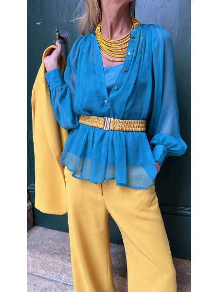 Pantalone Mary in crepe di lana Girasole