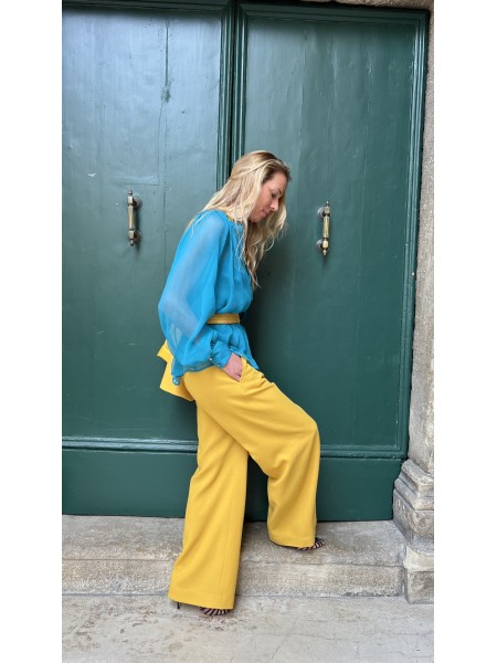 Pantalone Mary in crepe di lana Girasole