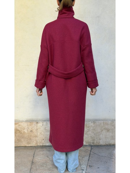 Cappotto Valeria lana bicolor Lampone