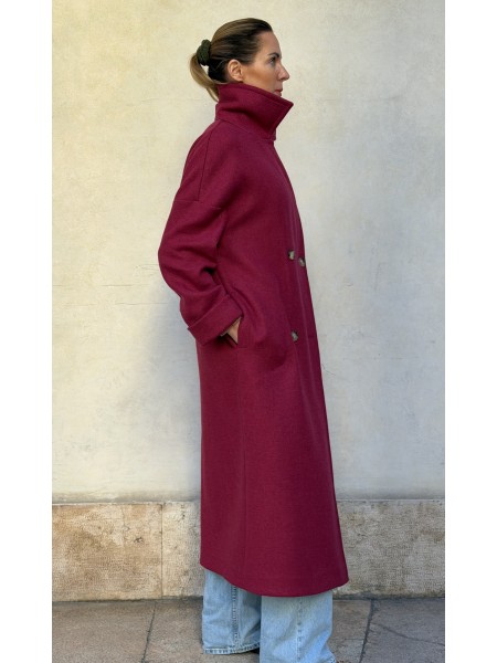 Cappotto Valeria lana bicolor Lampone