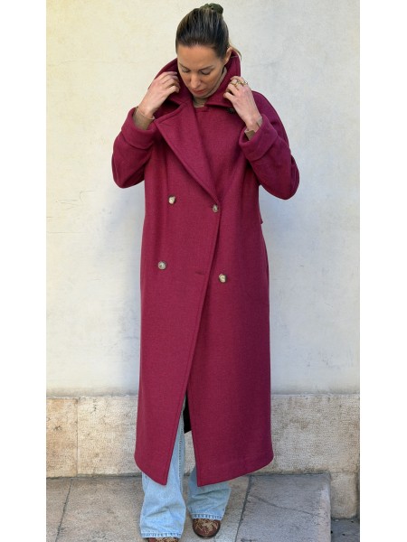 Cappotto Valeria lana bicolor Lampone