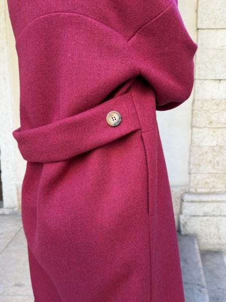 Cappotto Valeria lana bicolor Lampone