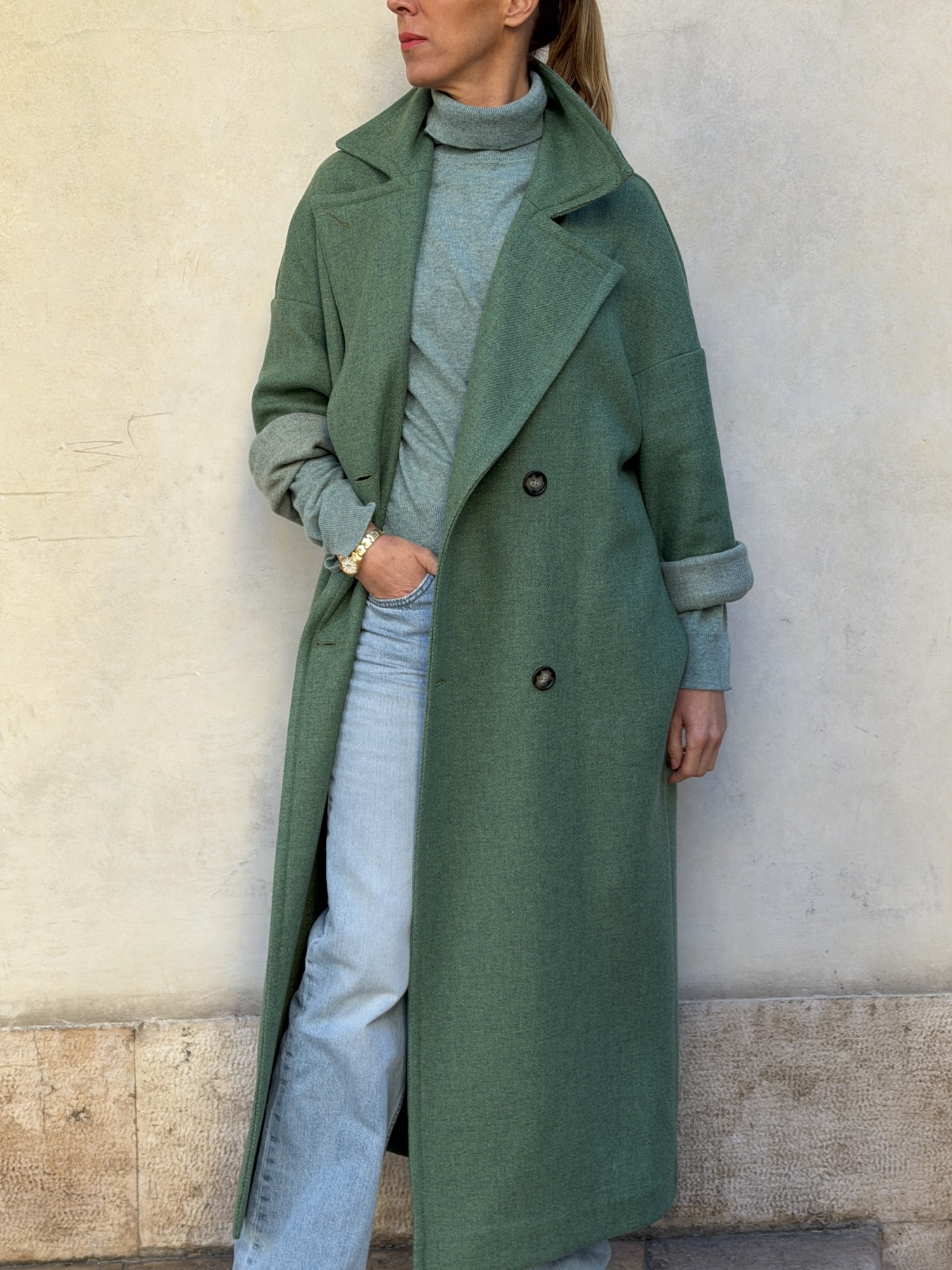 Cappotto Valeria lana bicolor Verde...