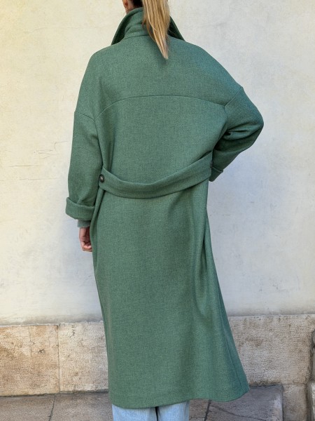 Cappotto Valeria lana bicolor Verde Eucalipto