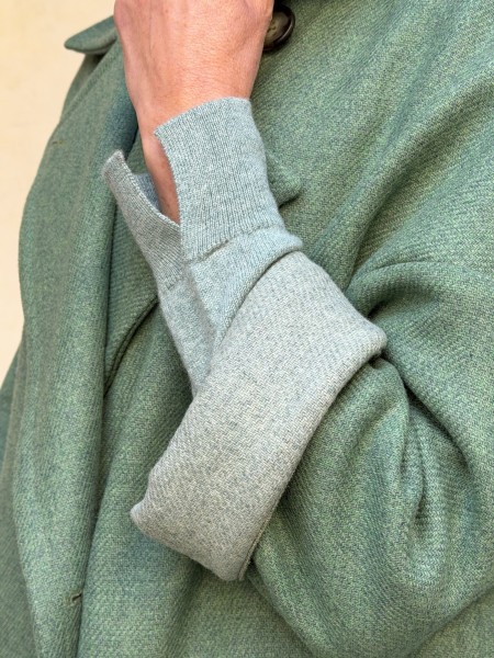 Cappotto Valeria lana bicolor Verde Eucalipto