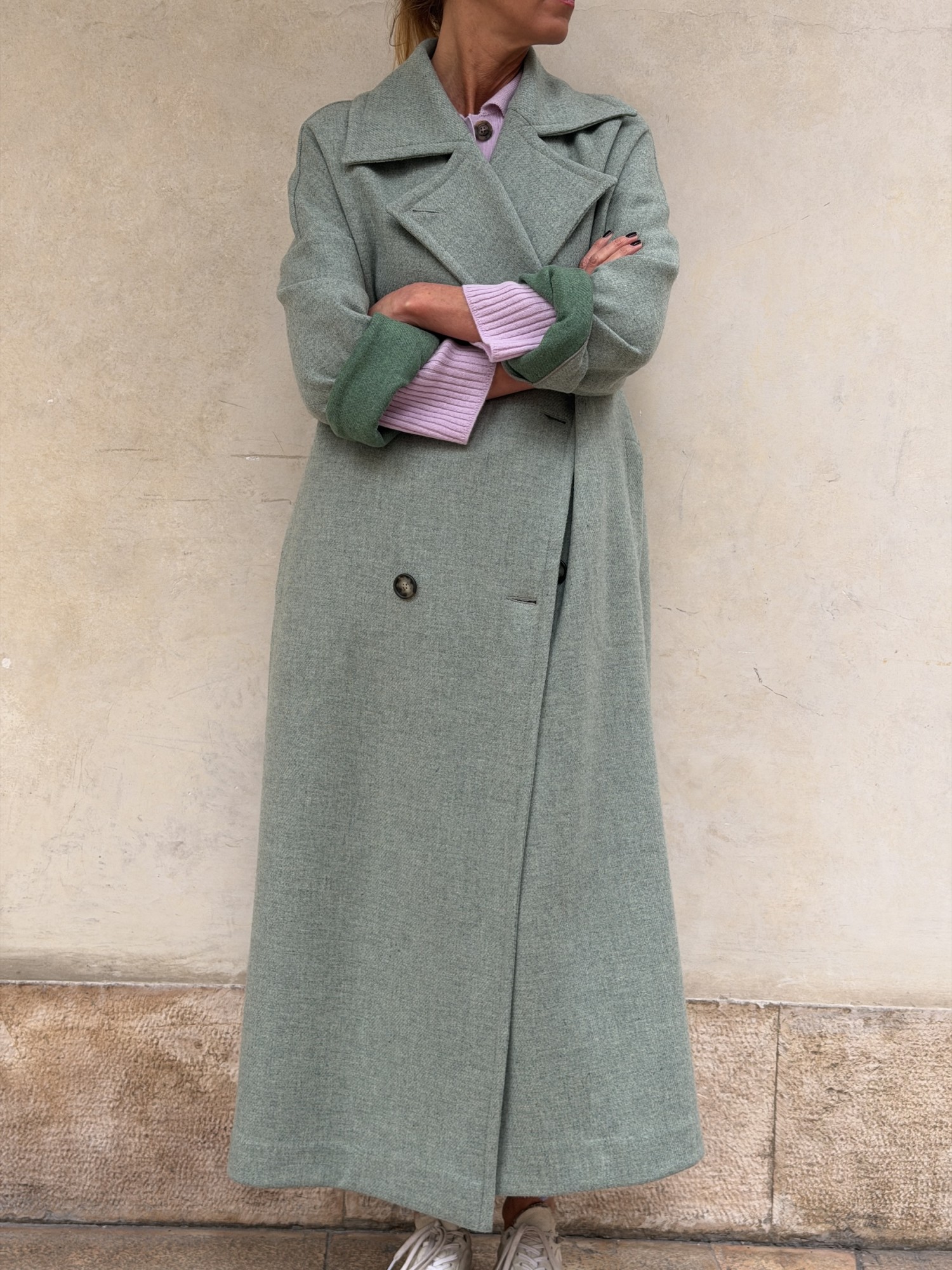 Cappotto Valeria lana bicolor Verde...