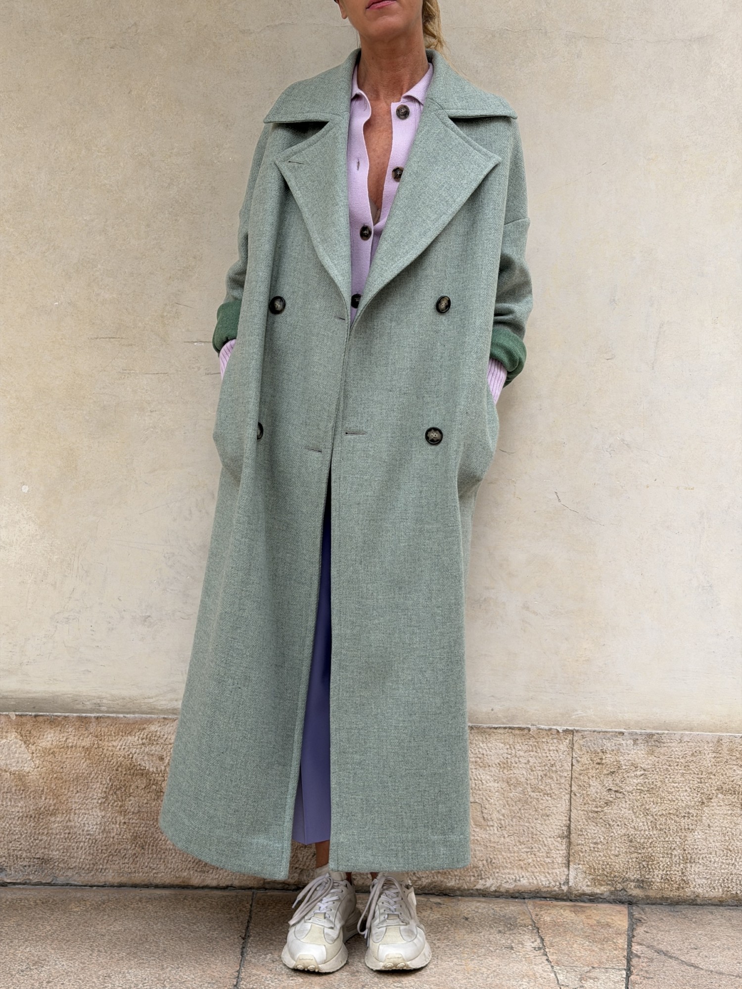 Cappotto Valeria lana bicolor Verde...