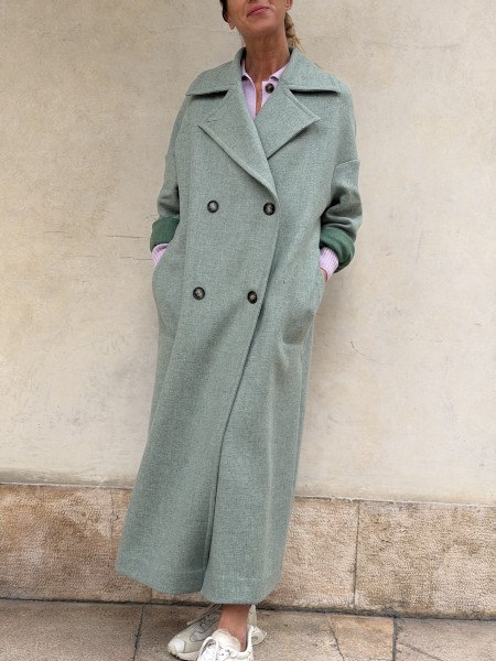 Cappotto Valeria lana bicolor Verde Brina