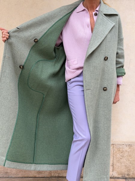 Cappotto Valeria lana bicolor Verde Brina