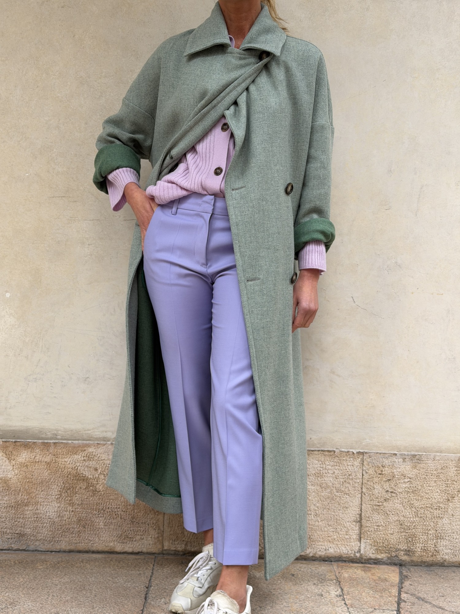 Cappotto Valeria lana bicolor Verde...
