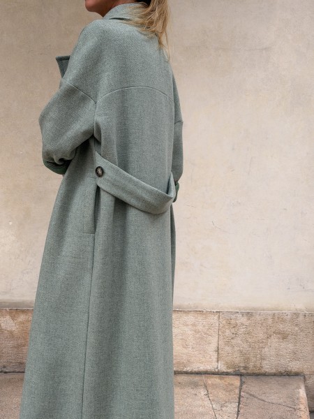 Cappotto Valeria lana bicolor Verde Brina