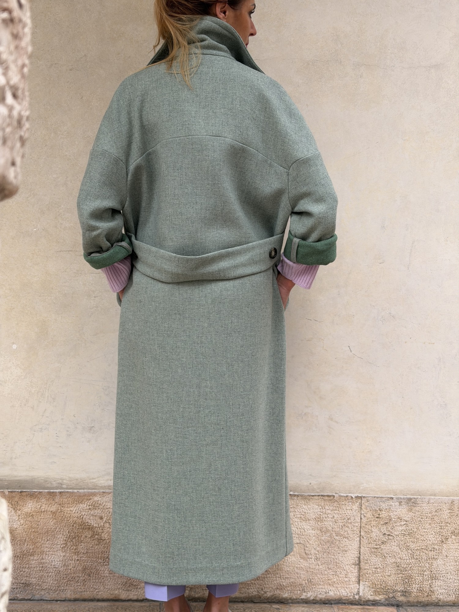 Cappotto Valeria lana bicolor Verde...