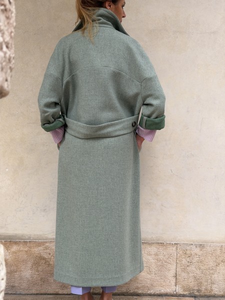 Cappotto Valeria lana bicolor Verde Brina