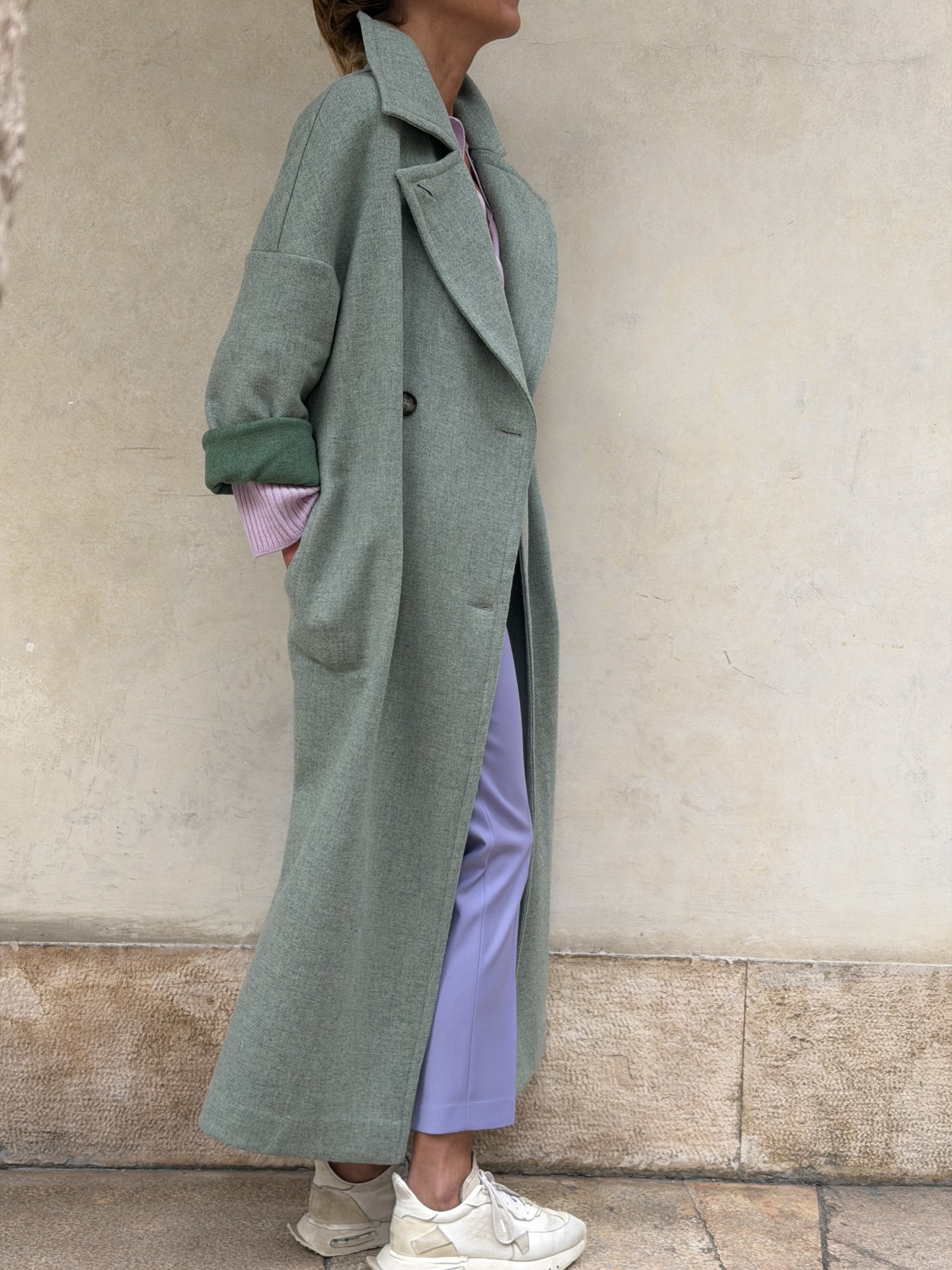 Cappotto Valeria lana bicolor Verde...