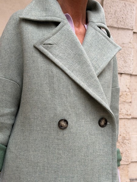 Cappotto Valeria lana bicolor Verde Brina