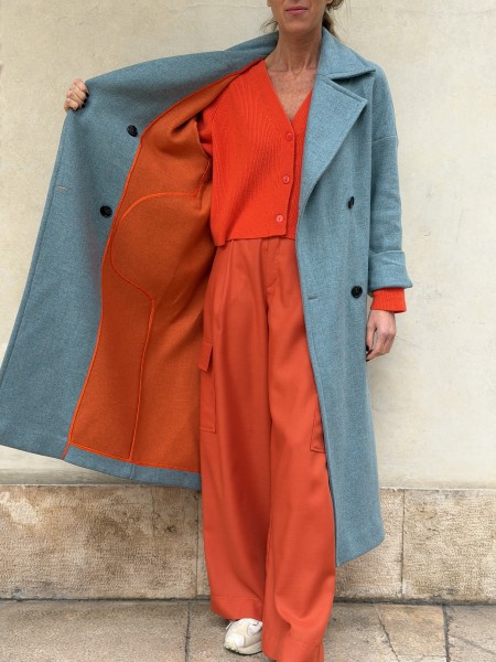 Cappotto Valeria lana bicolor Cielo