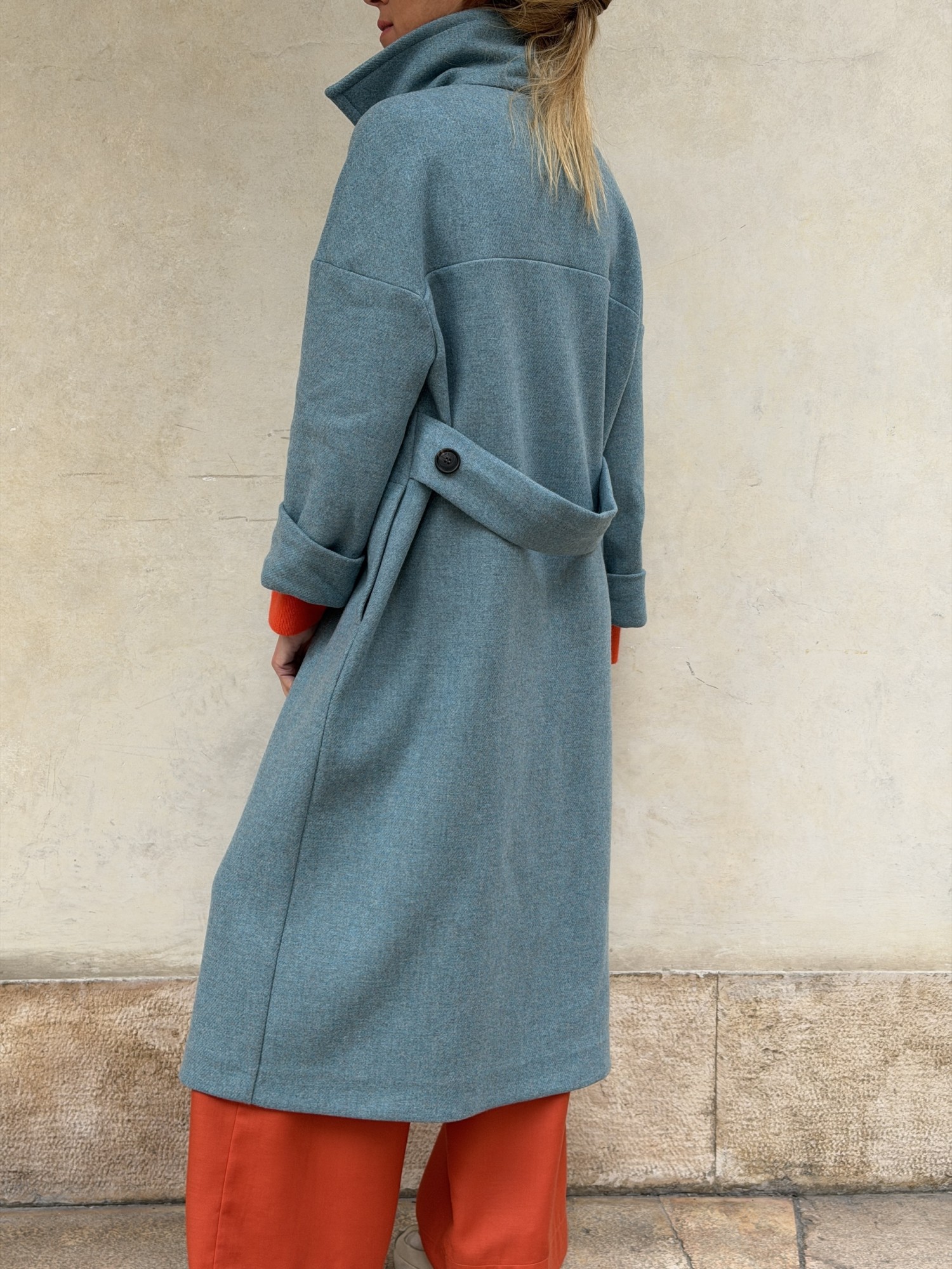 Cappotto Valeria lana bicolor Cielo