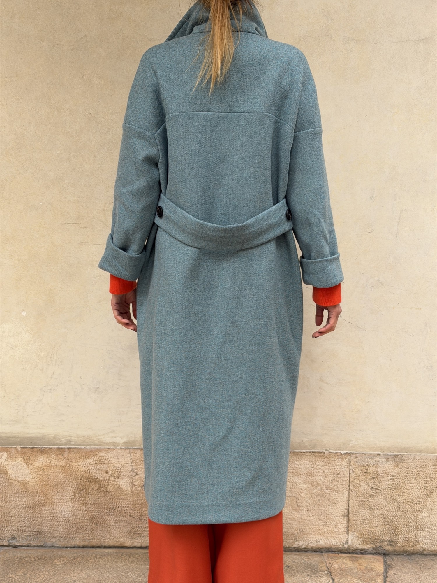 Cappotto Valeria lana bicolor Cielo