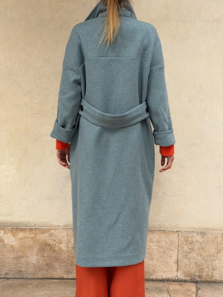 Cappotto Valeria lana bicolor Cielo