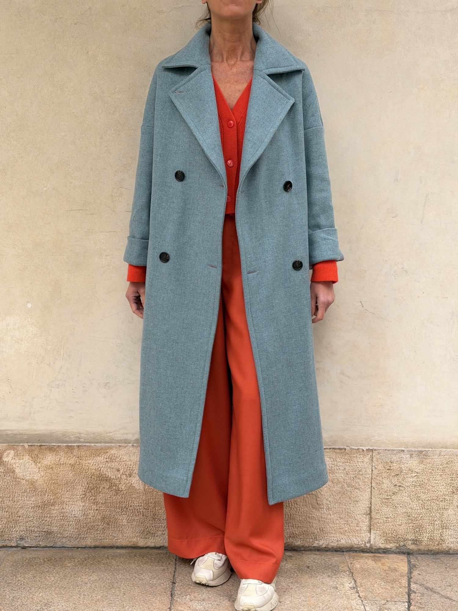 Cappotto Valeria lana bicolor Cielo