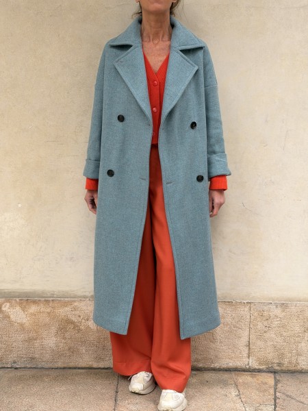 Cappotto Valeria lana bicolor Cielo