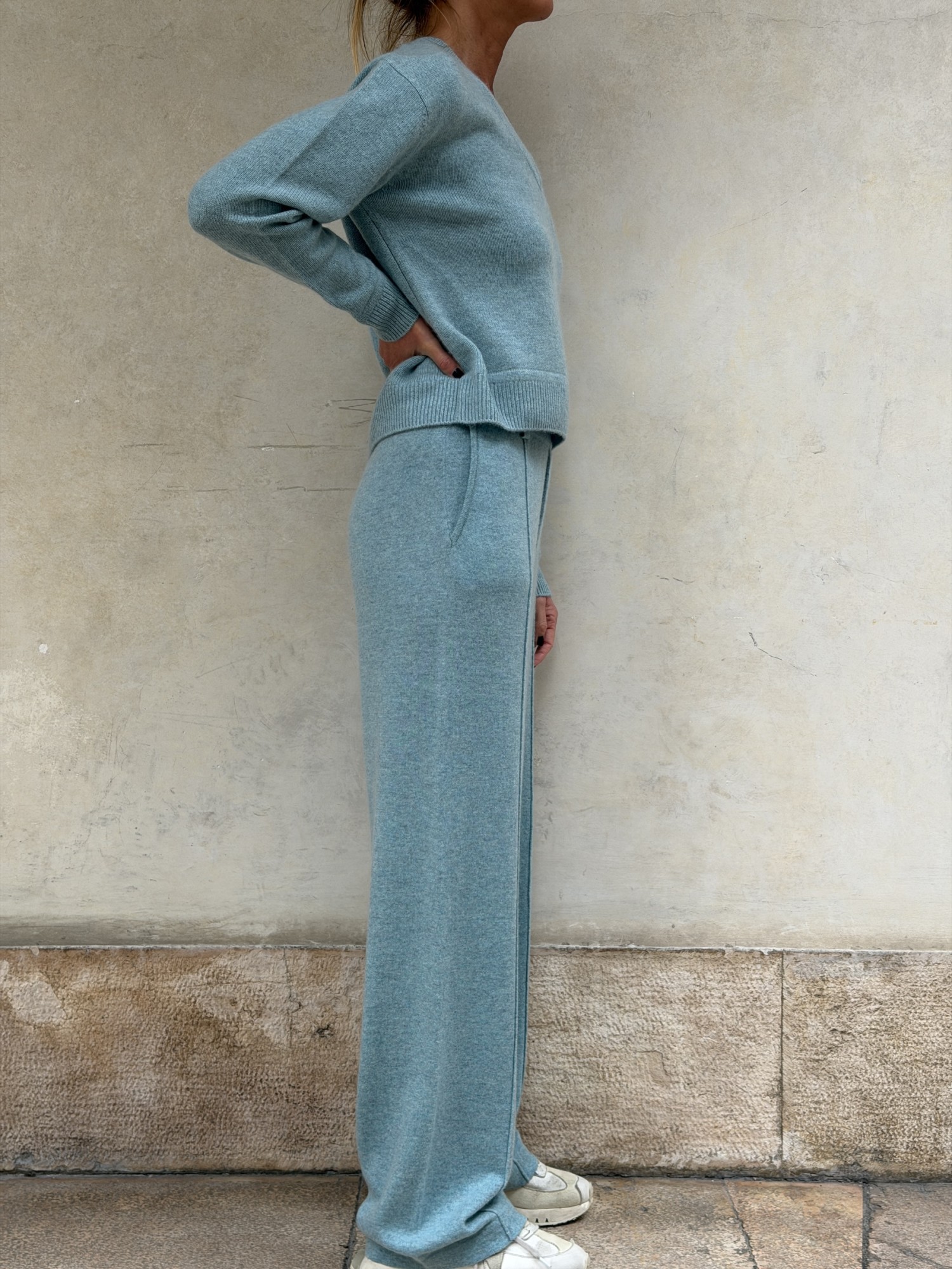 Pantalone di cashmere Azzurro