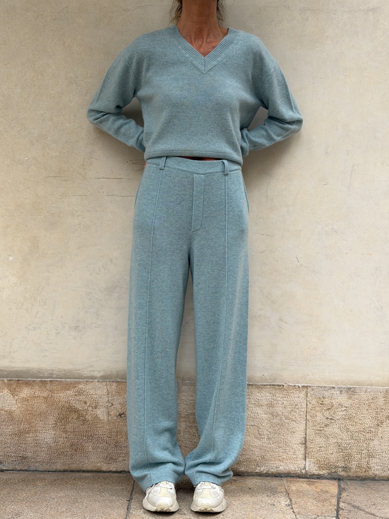 Pantalone di cashmere Azzurro