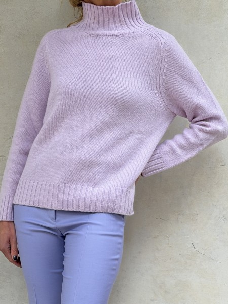 Maglia collo alto cashmere Glicine