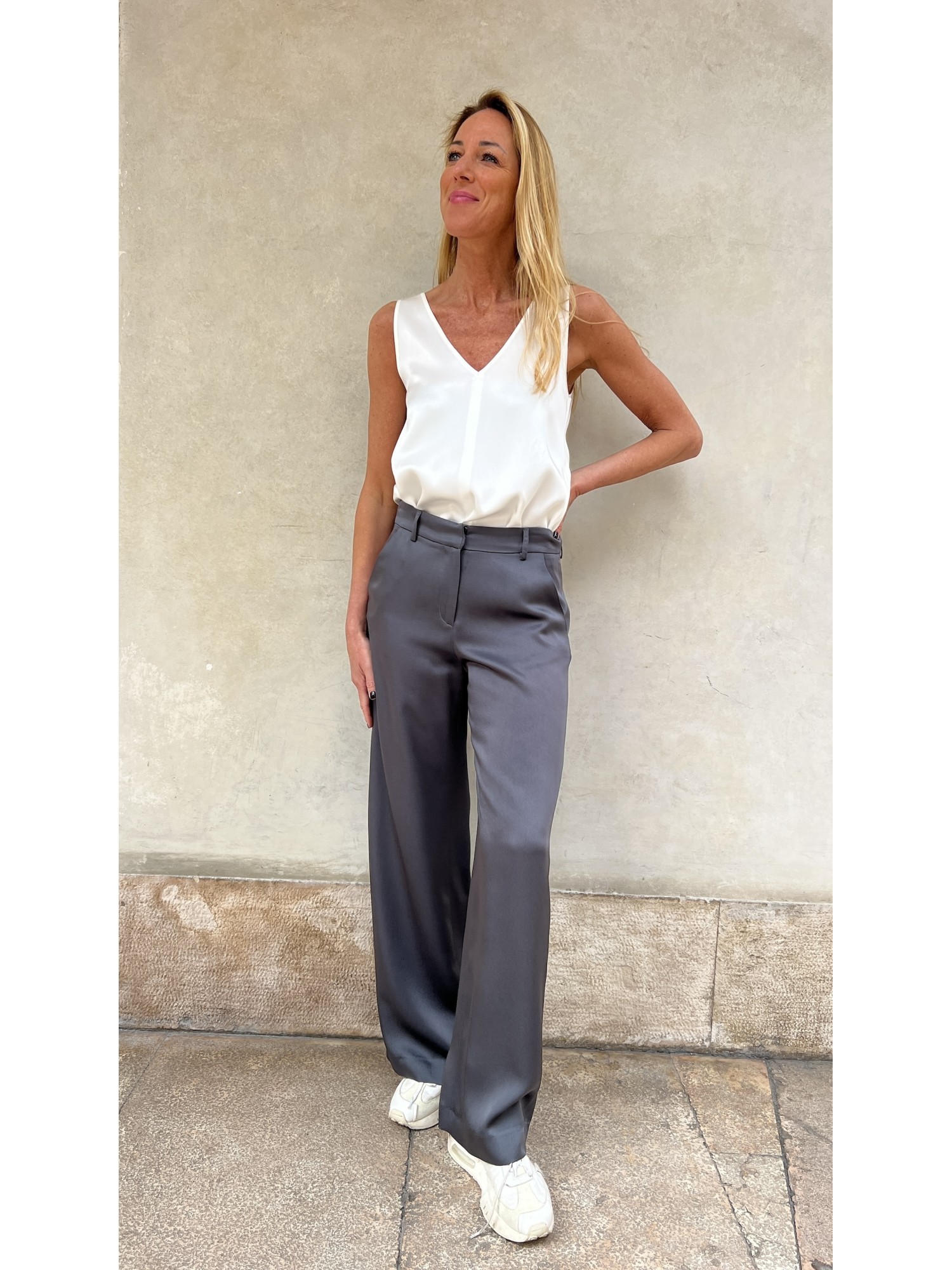 Pantalone Mary in cady Asfalto