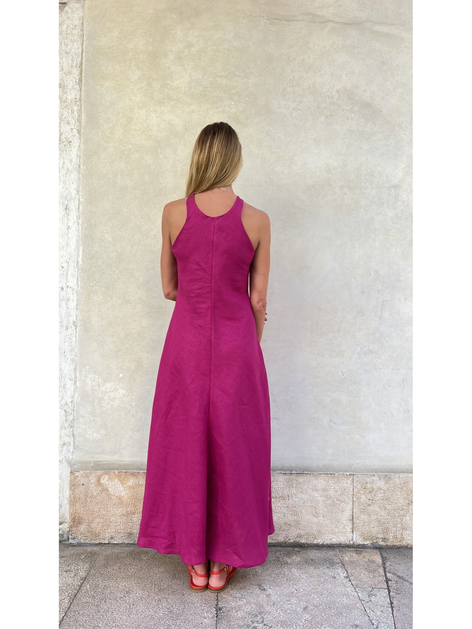 Abito Ale in Lino Magenta