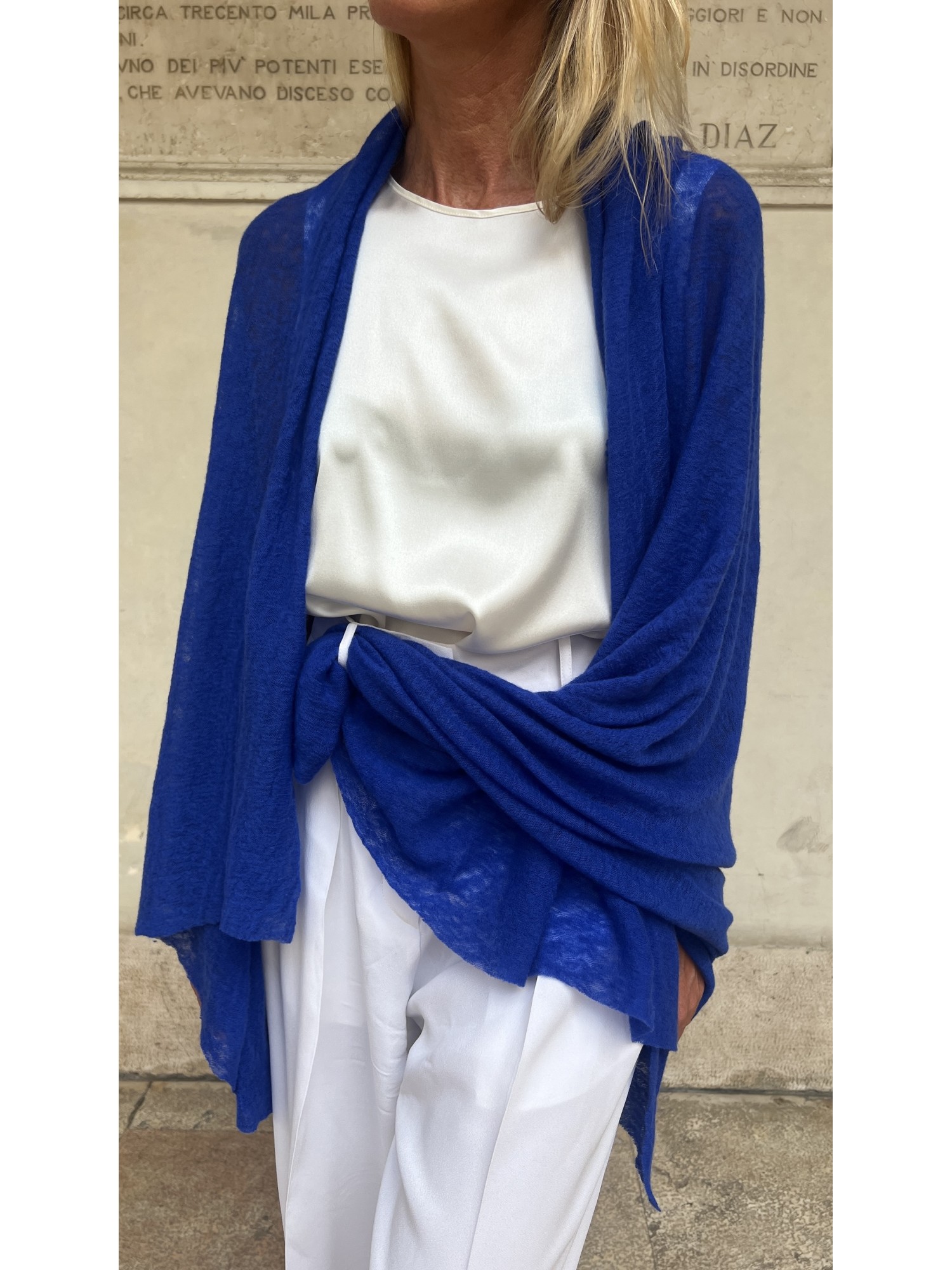 Stola In Puro Cashmere Bluette