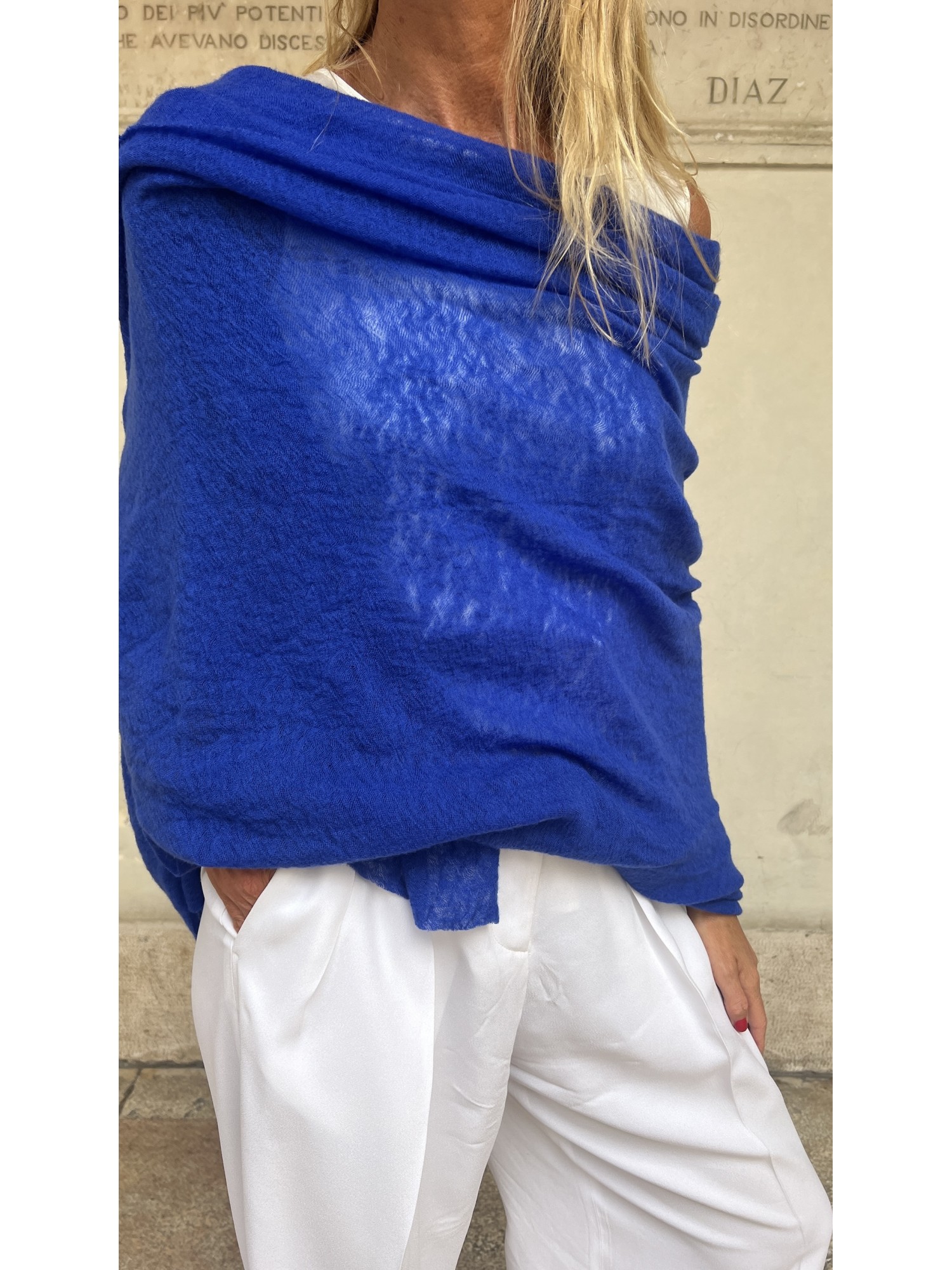 Stola In Puro Cashmere Bluette