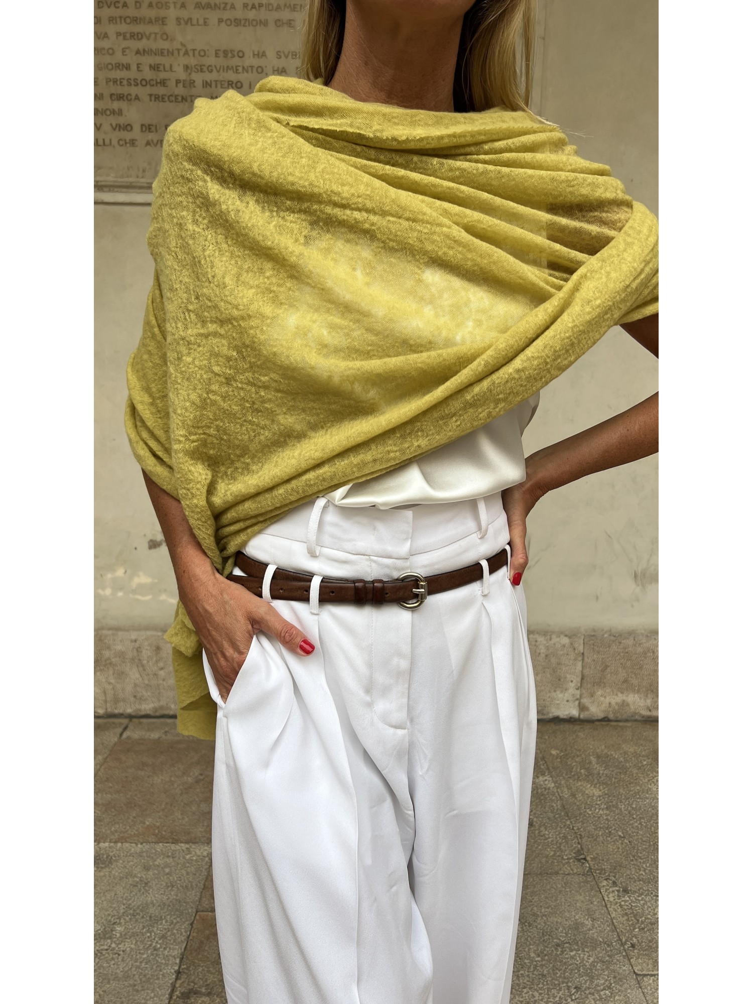 Stola In Puro Cashmere Chartreuse