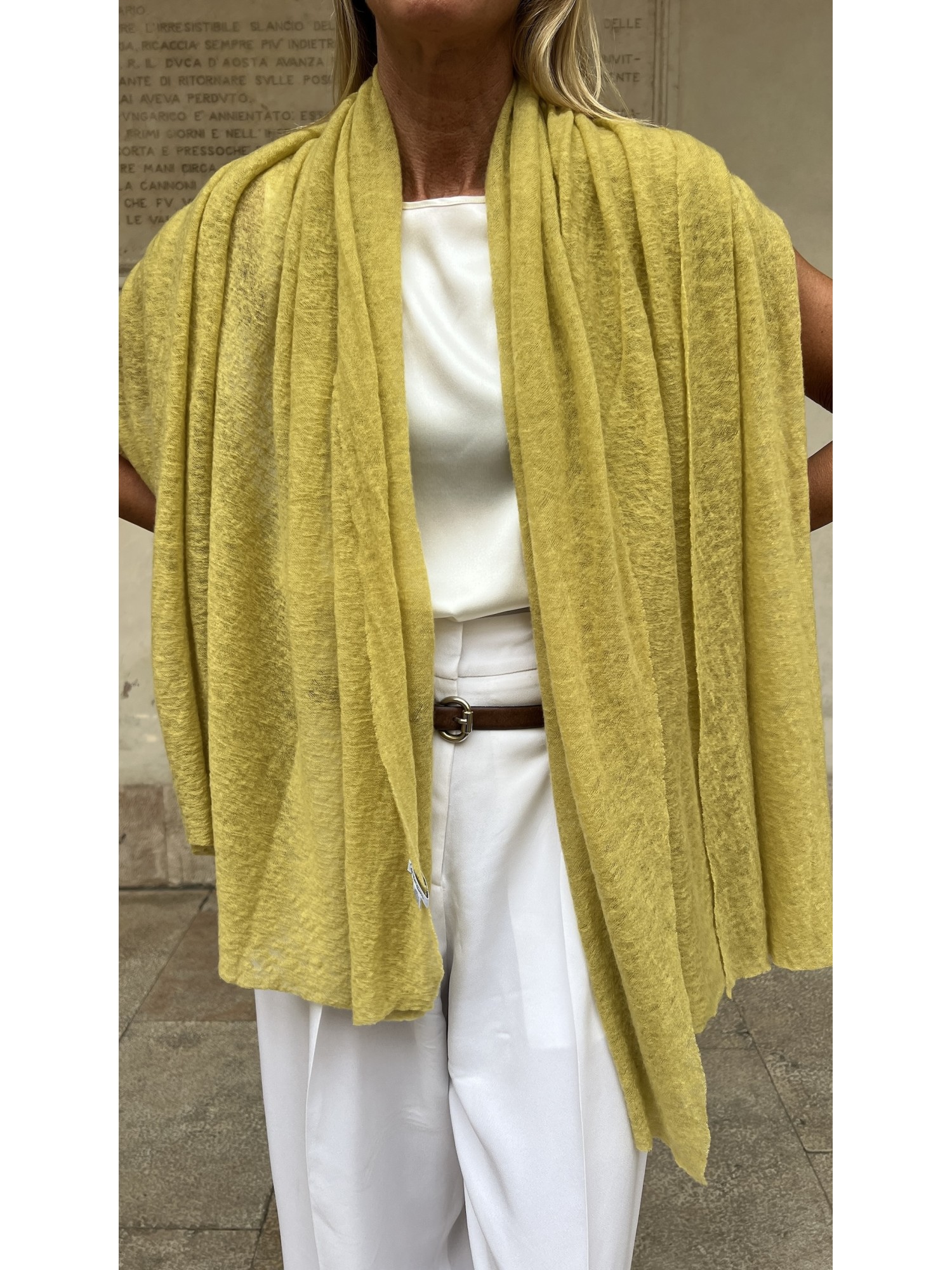 Stola In Puro Cashmere Chartreuse