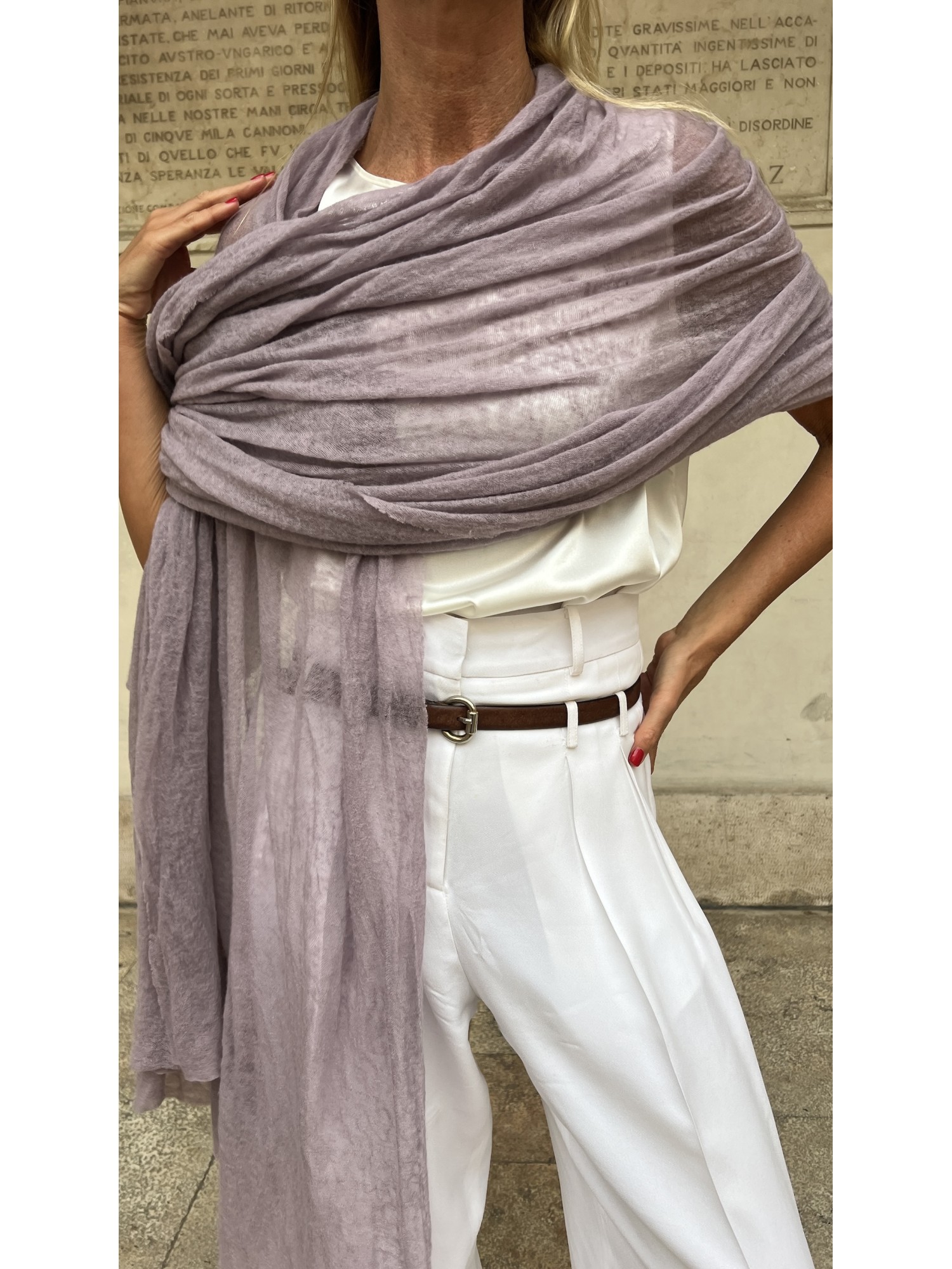 Stola in puro cashmere Malva
